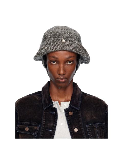 Gray Detachable Ear Flaps Bucket Hat