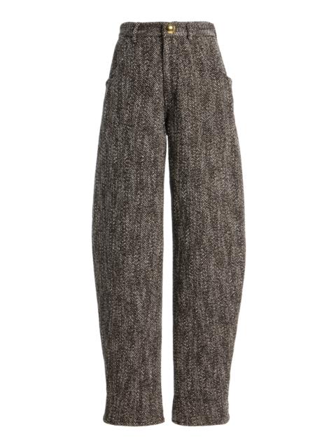 Khris Herringbone Cotton-Blend Barrel-Leg Pants black/white