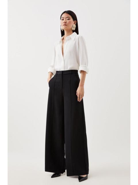 Premium Woven Viscose Crepe Wide Leg Trouser
