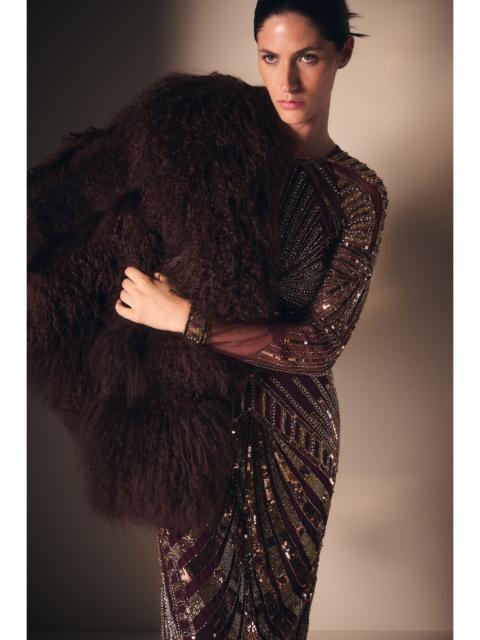 Mongolian Shearling Panelled Short Coat