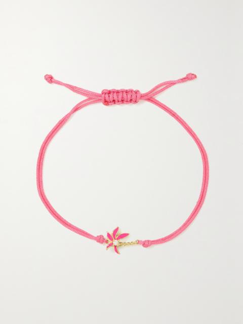 9-karat Gold, Cord, Enamel And Diamond Bracelet