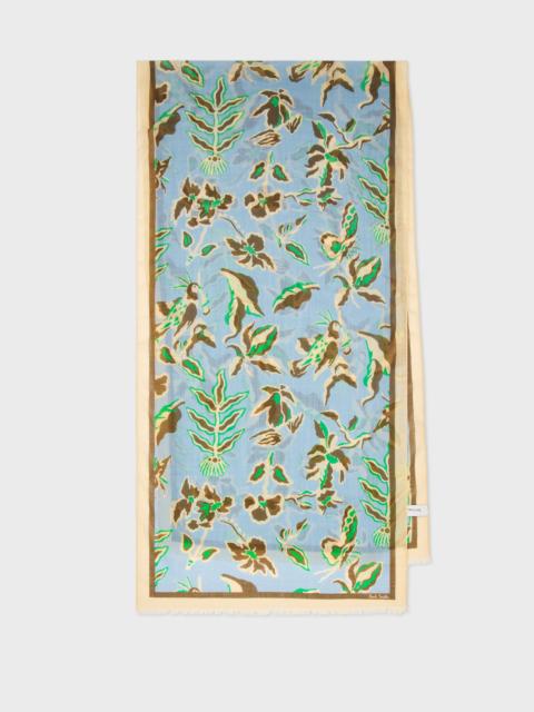 Sky Blue 'Bohemia' Print Wool Scarf