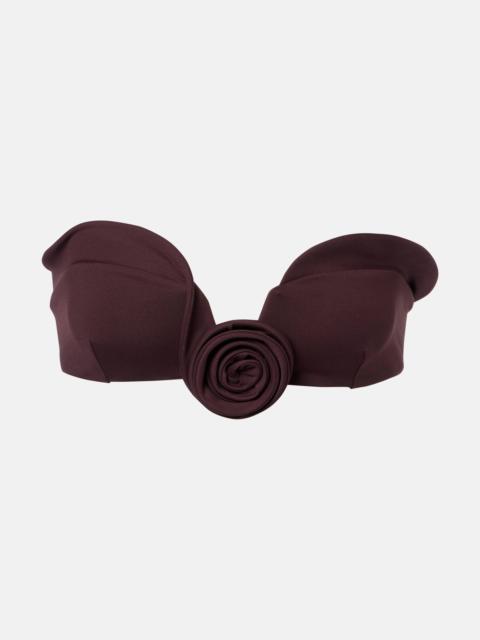 Floral-appliqué bikini top