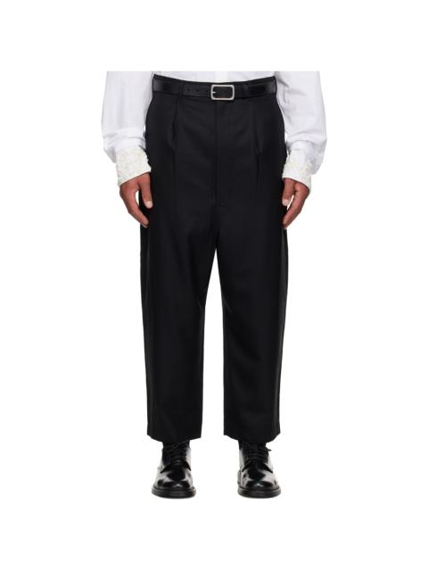 Black Wool Gabardine Trousers