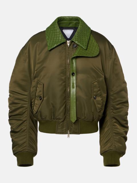 Intrecciato leather-trimmed bomber jacket