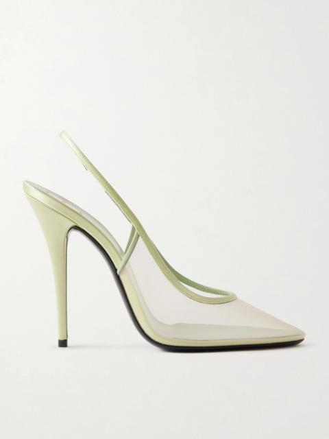 Anita Satin-trimmed Mesh Slingback Pumps