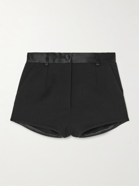 Satin-trimmed Wool-blend Shorts