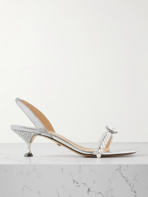 Diamond Of Elizabeth Embellished Metallic Leather Slingback Sandals