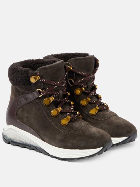 Brett shearling-trimmed suede hiking boots