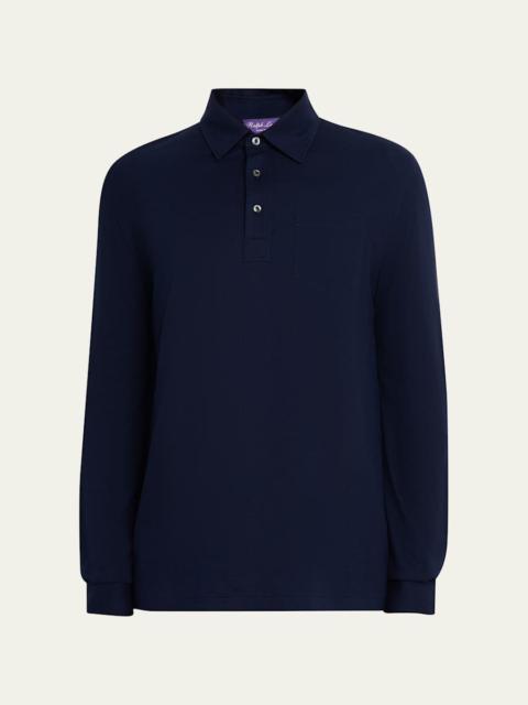 Men's Cotton and Cashmere Long-Sleeve Polo Shirt