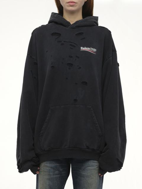 Political Campaign Destroyed Hoodie in Washed Black