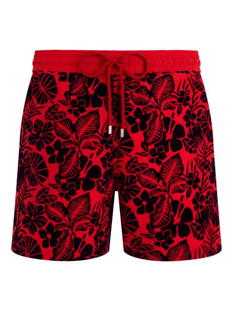 Men Swim Trunks Flocked Flowers