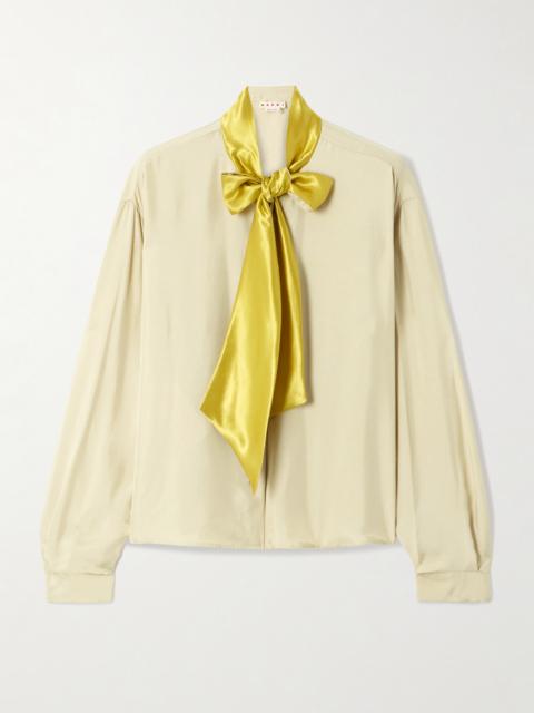 Pussy-bow Satin-twill Blouse