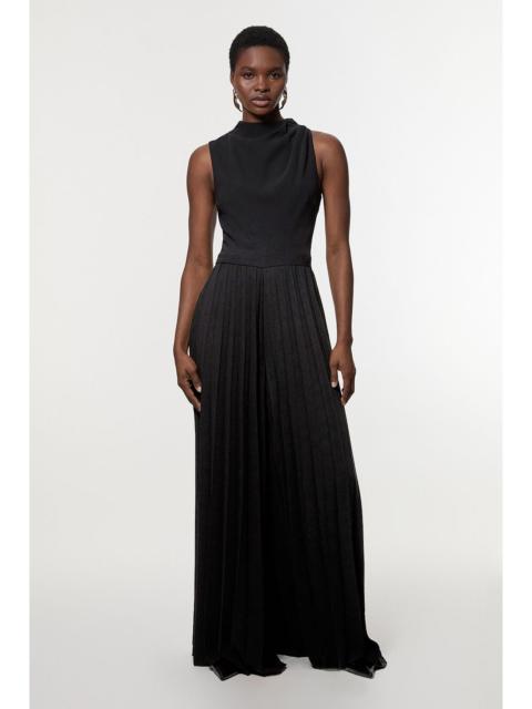 Soft Tailored Halter Neck Pleated Jumpsuit