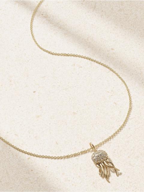 Jellyfish 14-karat gold diamond necklace Gold