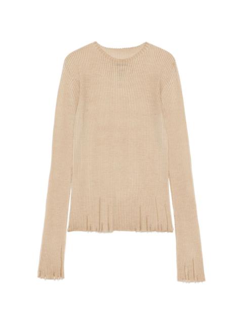 ribbed frayed blouse