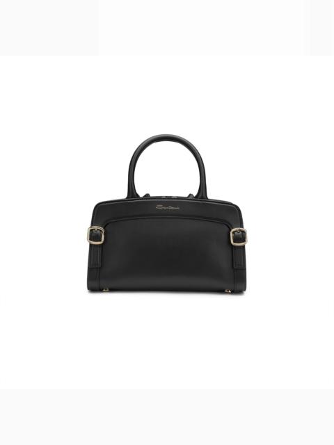 Black leather handbag