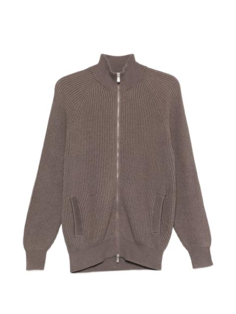 zip ribbed cardigan