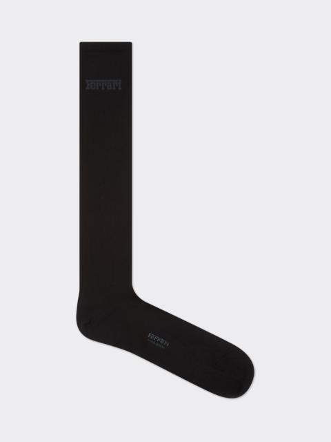 High socks in lisle with Ferrari logo