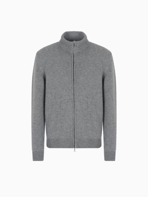 CASHMERE ZIP-UP MOCK-NECK CARDIGAN