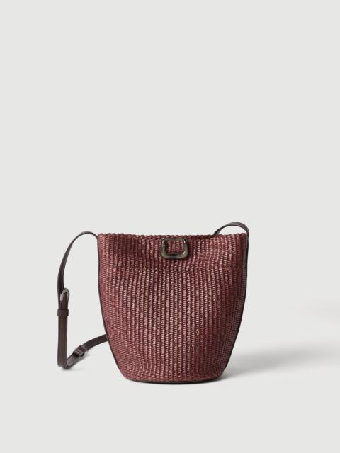 Sartorial small bucket bag in techno raffia