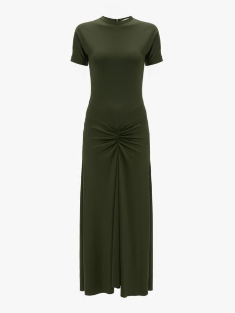 Gathered Waist T-Shirt Midi Dress In Oregano