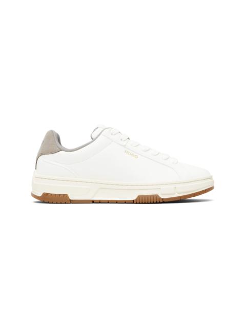 White Faux-Leather Trainer Sneakers