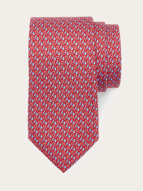 Equestrian print silk tie