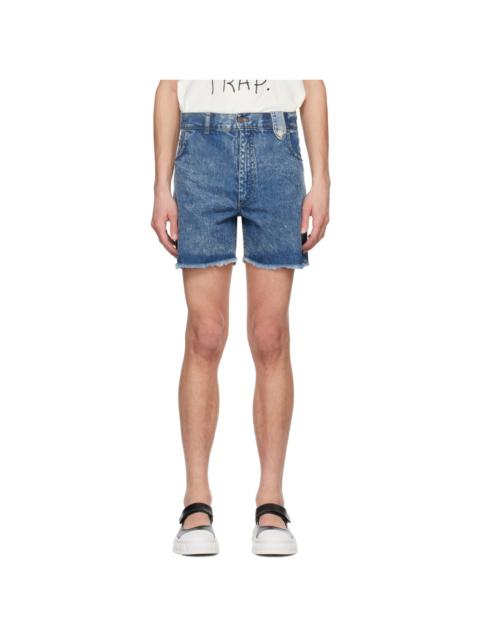Blue Five-Pocket Denim Shorts