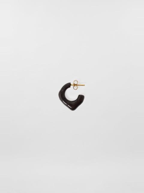 SINGLE METALLIZED EARRING / brown shiny