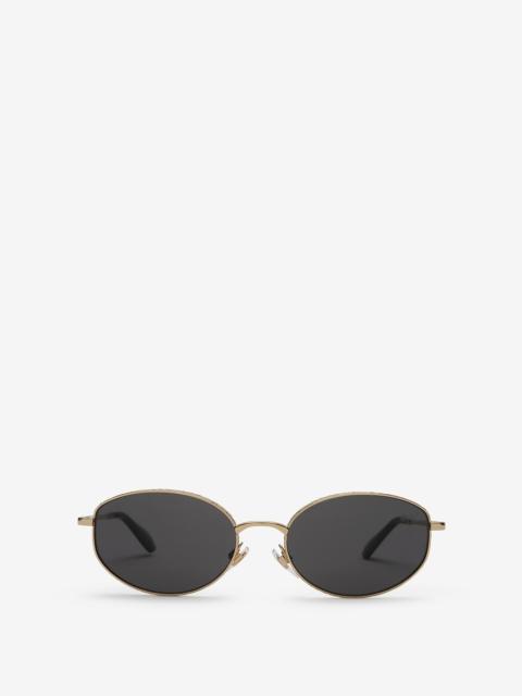 Metal Check Oval Sunglasses