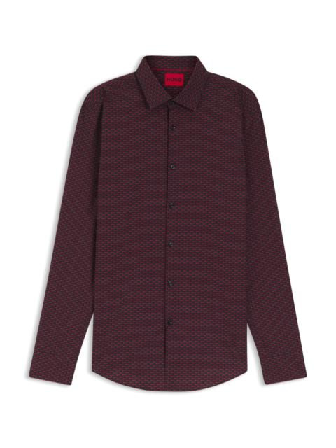 PRINTED SLIM-FIT SHIRT IN COTTON POPLIN