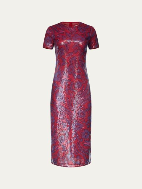 x Henry Zankov Amelie Floral-Print Sequin Midi Dress
