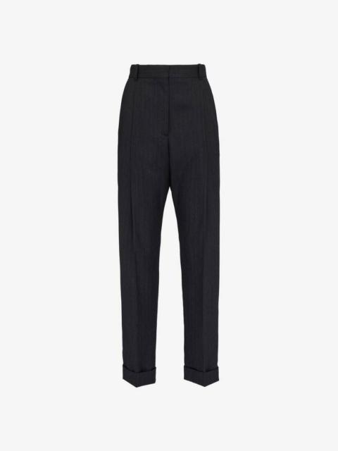 Women's Slim Peg Trousers in Dark Grey Melange