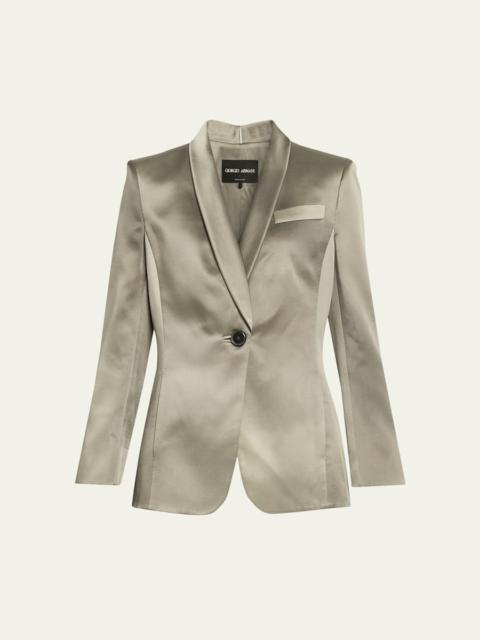 Ombre Satin Single-Breasted Blazer