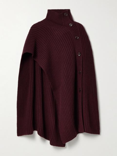 Ribbed Wool And Cashmere-blend Poncho