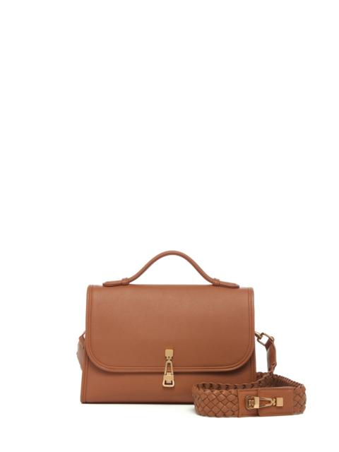 Medium Leonora Flap Bag in Cognac Soft Leather with Braided Strap