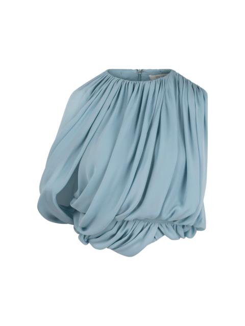 Marie Draped Silk Top blue