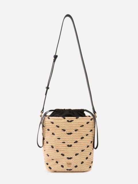 BUCKET MINI CROSSBODY BAG IN RAFFIA WITH CHEVRON MOTIF
