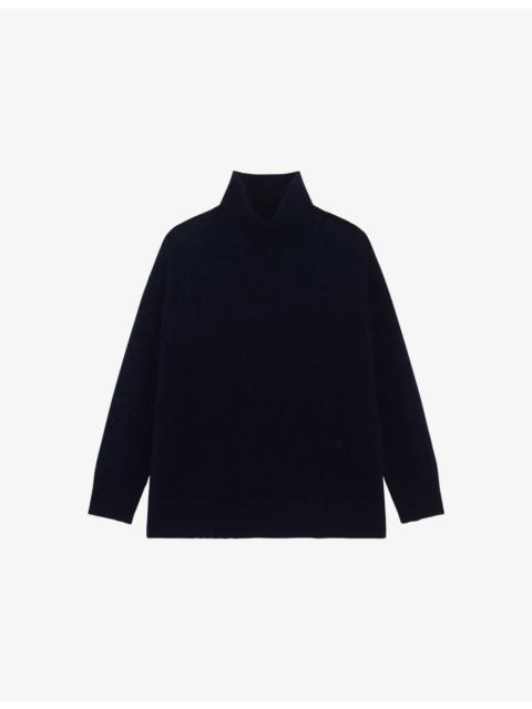 High-Neck Relaxed-Fit Cashmere-Blend Jumper
