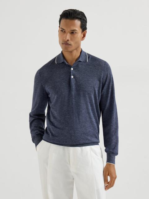 Cashmere, silk and hemp lightweight knit polo shirt