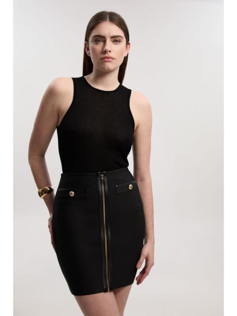 Pu Tipped Military Bandage Mini Skirt