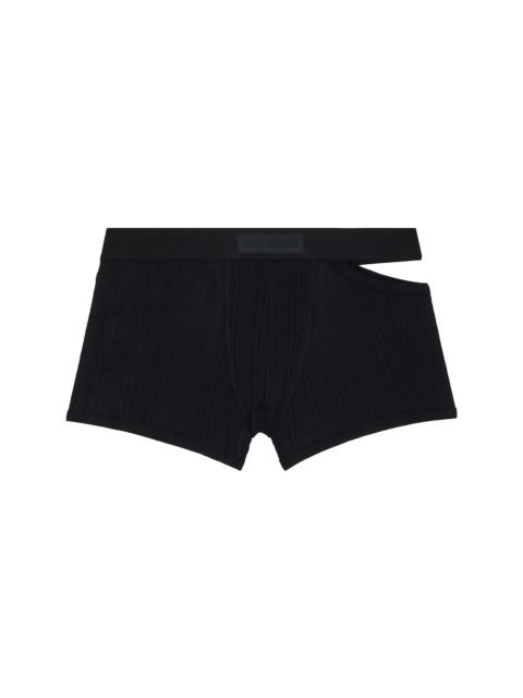 Black Asymmetrical Opening Cotton Boxer Briefs