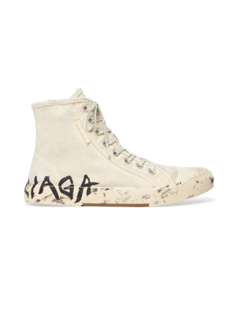 Men's Paris High Top Graffiti Sneaker in White