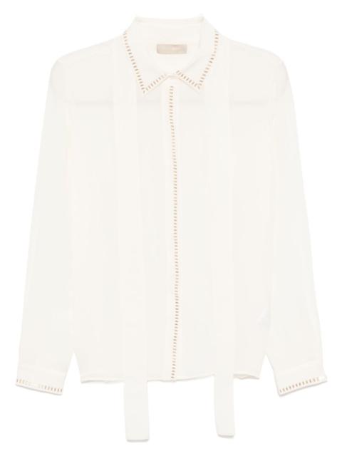 stud-embellished silk shirt