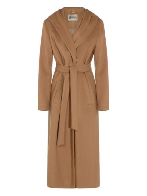 hooded belted coat