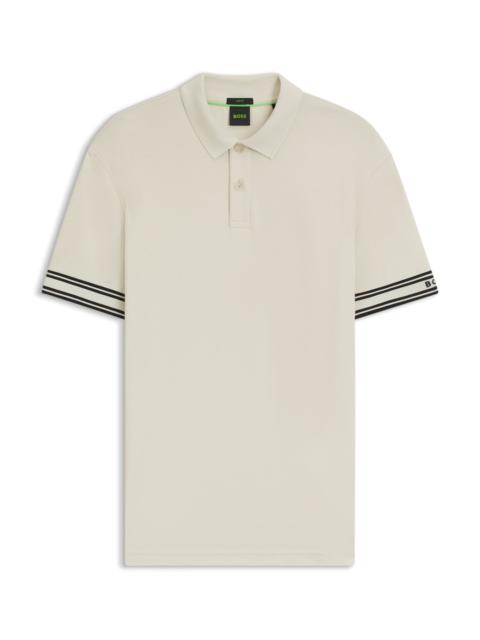 SLIM-FIT POLO SHIRT IN COTTON WITH STRIPED COLLAR