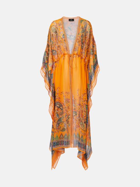 Embroidered semi-sheer beach cover-up