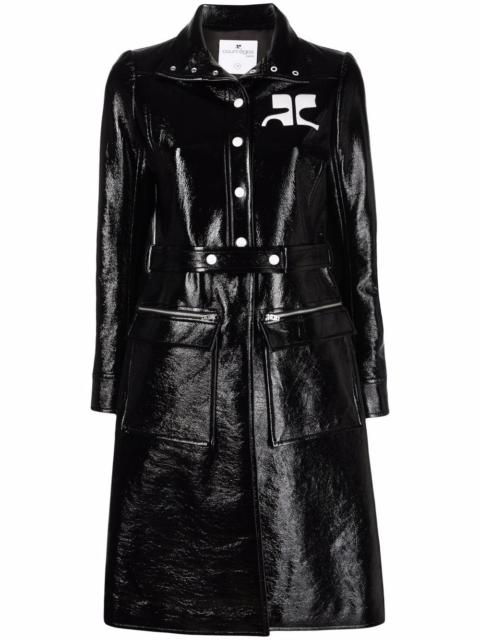 logo-print lacquered-effect trench coat