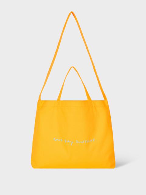 Yellow Cotton-Canvas Quote Tote Bag